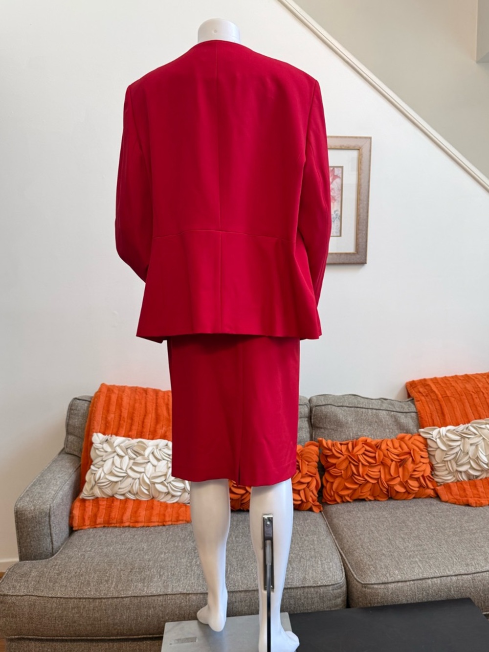 ❣️🆕Le Suit Cherry Red Cascade Ruffle Skirt Suit Set Plus Size $265 MSRP❣️ - Picture 7 of 12